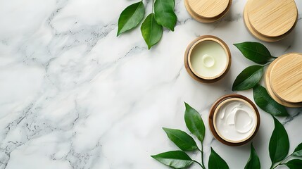 Eco Friendly Beauty Products on a Flat Lay Background