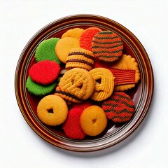 colorful Kwanzaa cookies on plate isolated