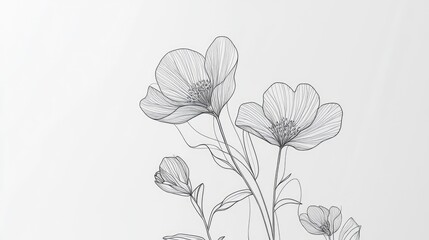 Abstract continuous line flower drawings, showcasing elegant and minimal plant forms, perfect for minimalist prints