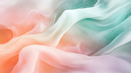 Obraz premium Abstract galaxy design featuring subtle curves and soft pastel gradients in shades of mint green, peach, and lavender for a tranquil aesthetic.