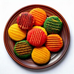 colorful Kwanzaa cookies on plate isolated