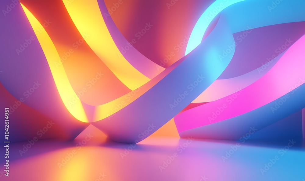 Fototapete a vibrant blend of colorful, flowing shapes and light, creating an abstract, dynamic visual experien
