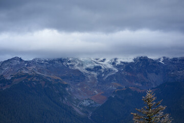 mountain cloudy snowy 