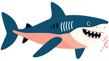 Obraz premium Cartoon shark squirting water from its mouth, smiling happily, shark squirting water, playful and friendly