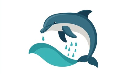 Obraz premium Cute dolphin jumping and spraying water, playful splash in the air, dolphin squirting water, fun and lively