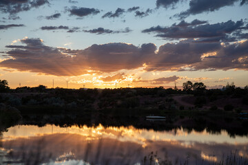 Sunset in the mountains, Utah lake