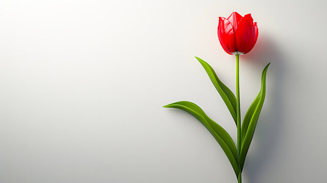 World Parkinson's Disease Day card with red tulip flower on white background, concept of awareness and support for people with Parkinson's disease