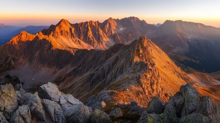 Majestic Mountain Range at Sunset