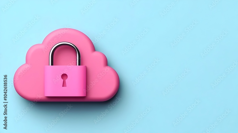 Poster secure cloud application with geometric space background