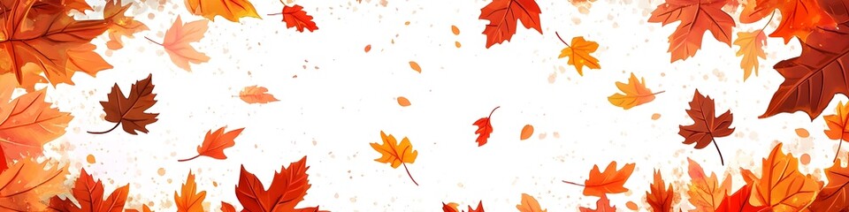 Fototapeta premium Autumn leaves, vector art, fall colors for kids