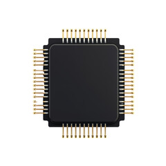 Microchip with Pins on a Plain Background