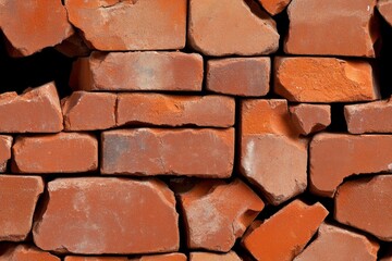 Fototapeta premium Seamless brick wall texture, showing aged red and brown bricks with natural cracks and wear