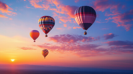 Obraz premium Hot Air Balloons at Sunrise floating in the sky