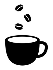 コーヒーカップとコーヒー豆のシルエット