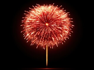 Fototapeta premium Festive fireworks display illuminating the night sky in vibrant red colors.