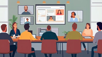 Virtual meetings discussing recovery plans after a pandemic.