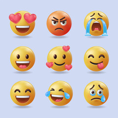 3d vector emoticon, cry angry happy smile cry love laugh, icon and symbol