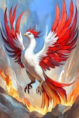 Obraz premium Terrifying Firebird in Anime Style