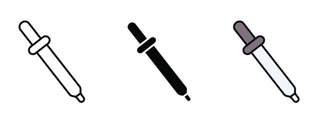 Eye dropper icon in outline, silhouette and editable color icon with an unexpanded vector inside, dropper icons set,