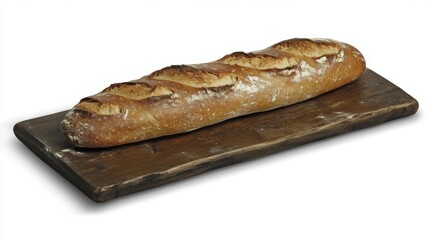 Freshly Baked Crusty Bread on Rustic Wooden Cutting Board