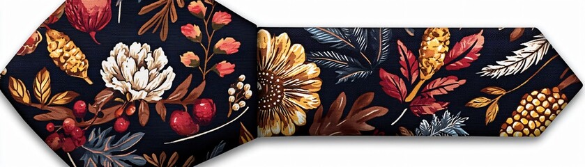 A stylish floral tie featuring autumn-inspired colors, perfect for adding a touch of elegance to any formal outfit.