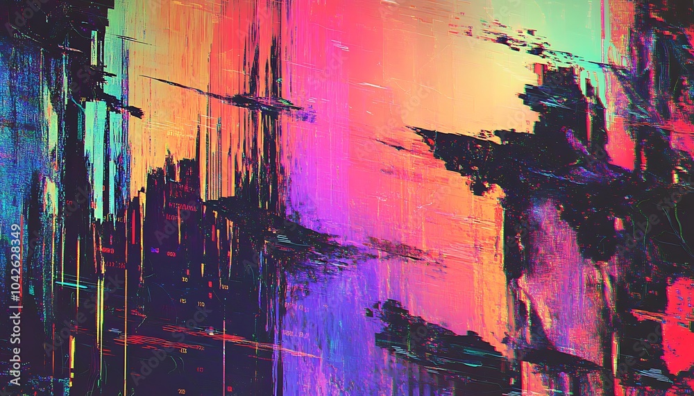 Poster a vibrant, abstract artwork featuring bold colors and dynamic strokes, evoking a sense of movement a