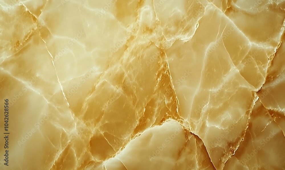 Poster A close-up view of a translucent, yellowish marble-like surface with natural veining and a smooth texture.