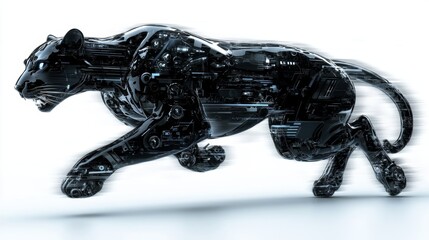 Fototapeta premium Black Panther Robot Running Futuristic Digital Technology Design