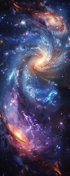 Delve into the cosmic mysteries with a captivating long shot design Showcase the process of decoding enigmatic signals from distant galaxies and their 