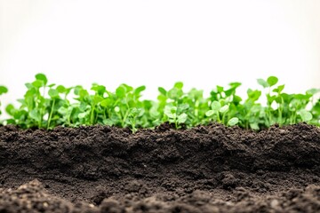 Close Up of Green Plants Emerging from Soil