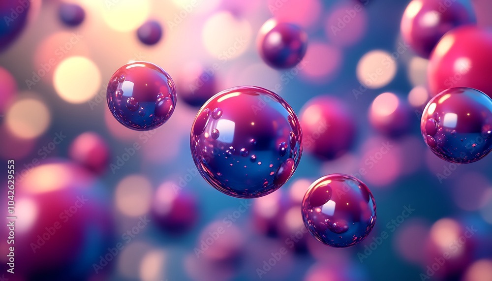 Aufkleber Colorful spheres float against a blurred background, creating an ethereal and abstract visual effect.