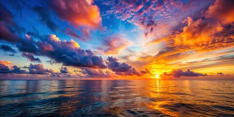 Fototapeta premium Sunset over the sea with colorful clouds in the sky , nature, landscape, beautiful, light