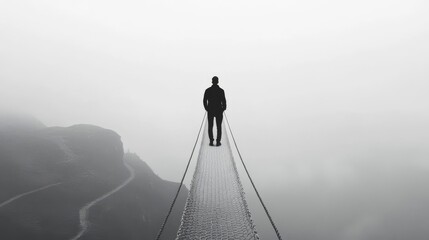 Walking on the narrow path. Challenge in life. Represent life difficulty, risk and uncertainty.