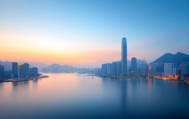 Obraz premium Architectural landscape of modern urban skyline