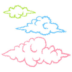 Colorful Clouds Crayon Drawing Vector Illustration