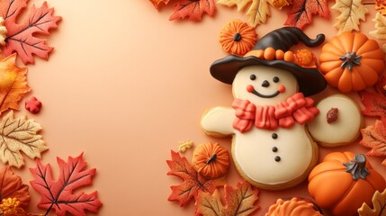 Autumn Themed Cookies with Fall Decor
