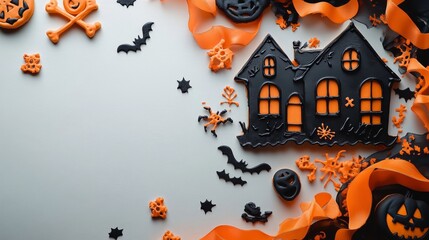 Halloween Theme with Spooky Decorations and Treats
