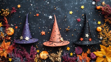 Witch Hats and Fall Decor for Halloween Celebrations