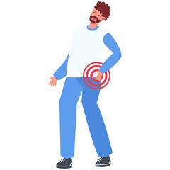 Illustration of Men with Pain. Isolated on White Background. Cartoon Vector Character.