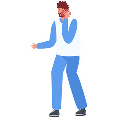 Illustration of Men with Pain. Isolated on White Background. Cartoon Vector Character.