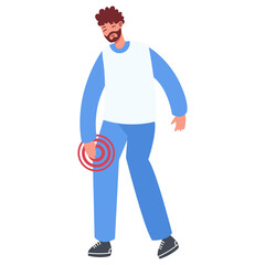 Illustration of Men with Pain. Isolated on White Background. Cartoon Vector Character.