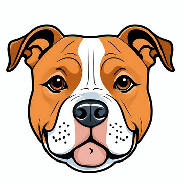 recommend clip art: Happy staffordshire bull terrier dog face logo cartoon illustration, staffy dog head portrait element