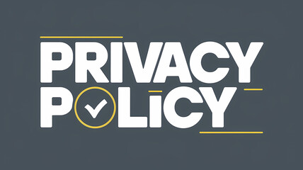 Privacy Policy Text with Checkmark on Dark Grey Background