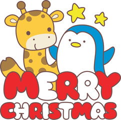 Set Christmas Vector Stock Illustrations of Baby Giraffe.
Cute giraffe animals with christmas theme.