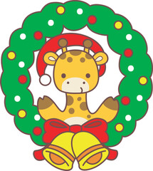 Set Christmas Vector Stock Illustrations of Baby Giraffe.
Cute giraffe animals with christmas theme.