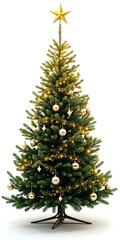 Fototapeta premium A beautifully decorated Christmas tree isolated on white
