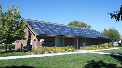 Obraz premium Solar-powered backup systems as part of a green disaster recovery plan.