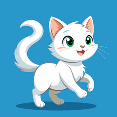 Obraz premium cat, animal, cartoon, kitten, vector, pet, illustration, cute, domestic, feline, art, kitty, animals, drawing, fur, pets, mammal, fun, character, tail, smile, dog, funny, design, painting