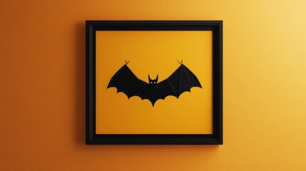 Minimalist Framed Art Featuring Black Bat Design