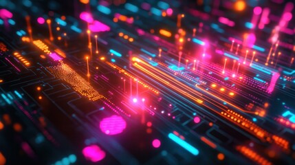 Fototapeta premium Futuristic digital landscape featuring interconnected nodes representing a quantum financial system,